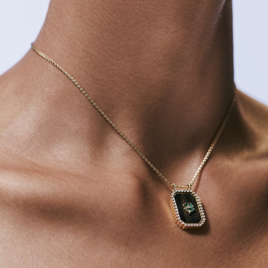 Marie Lichtenberg Ebony Clover Mini Necklace