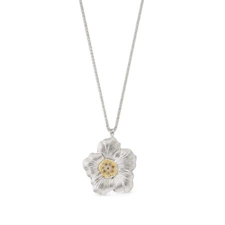 Buccellati Blossoms Gardenia pendant in silver and brown diamonds