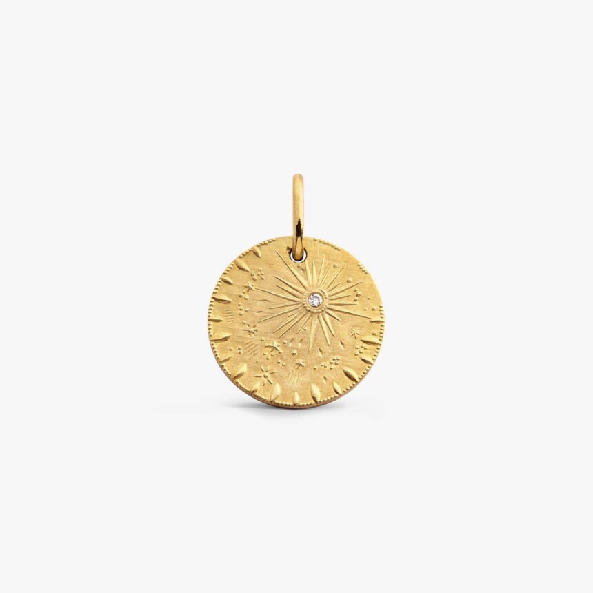 Médaille Arthus Bertrand Pluie d'étoiles en Or Jaune & Diamant, 18mm