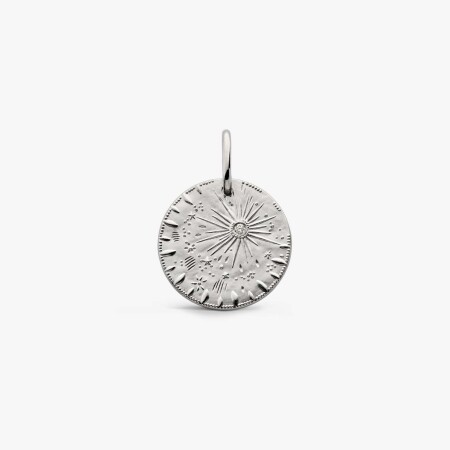 Médaille Arthus Bertrand Pluie d'étoiles en Or Blanc & Diamant 18mm