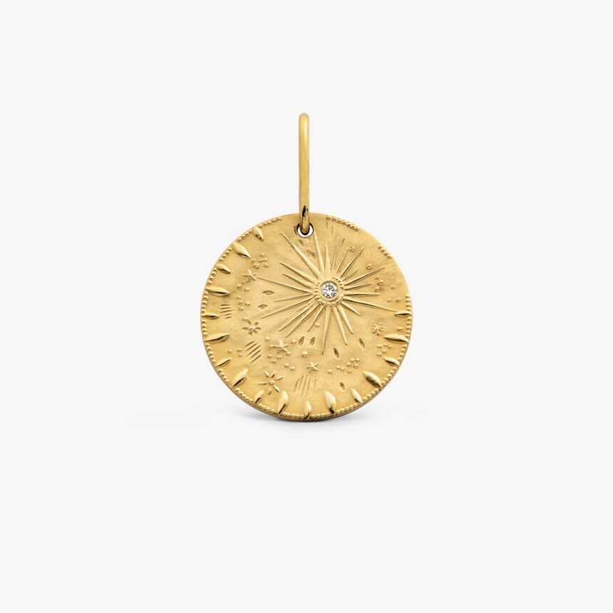 Arthus Bertrand Pluie d'Étoiles medal in yellow gold and diamond 23mm