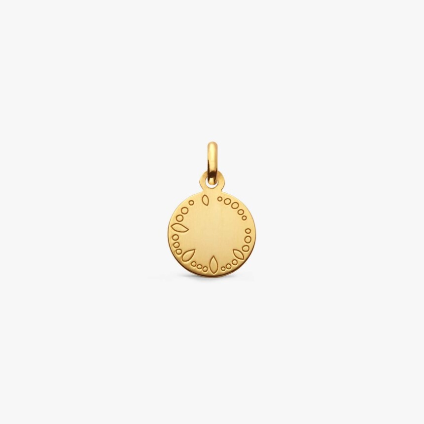 Médaille Arthus Bertrand Ma Mini Médaille, étoile noire en or jaune poli et diamant, 10mm