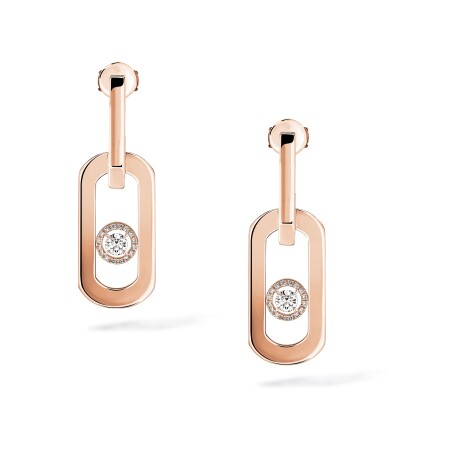 Boucles d'oreilles pendantes Messika So Move XL en or rose et diamants