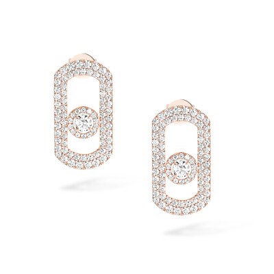 Boucles d'oreilles Messika So Move pavé en or rose et diamants