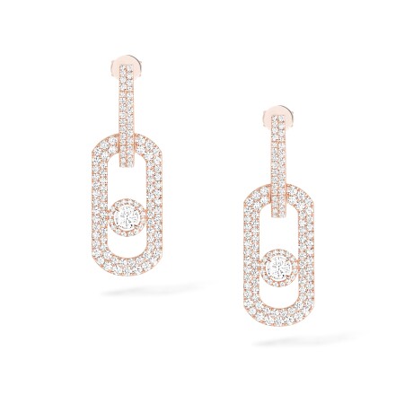 Boucles d'oreilles pendantes Messika So Move pavé XL en or rose et diamants