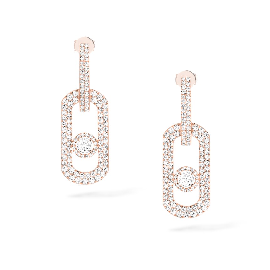 Messika So Move pavé XL dangling earrings in pink gold and diamonds