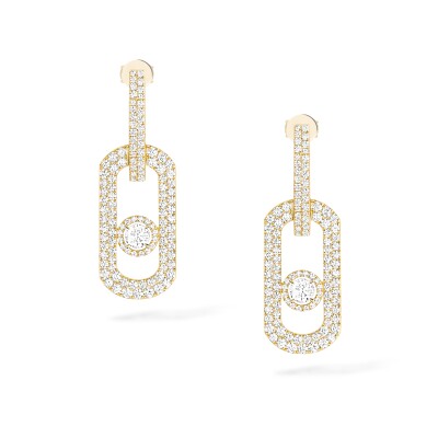 Boucles d'oreilles pendantes Messika So Move pavé XL en or jaune et diamants