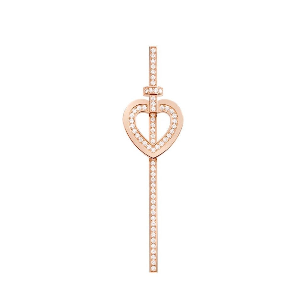 Fred Pretty Woman pavé mono earrings in pink gold and diamonds