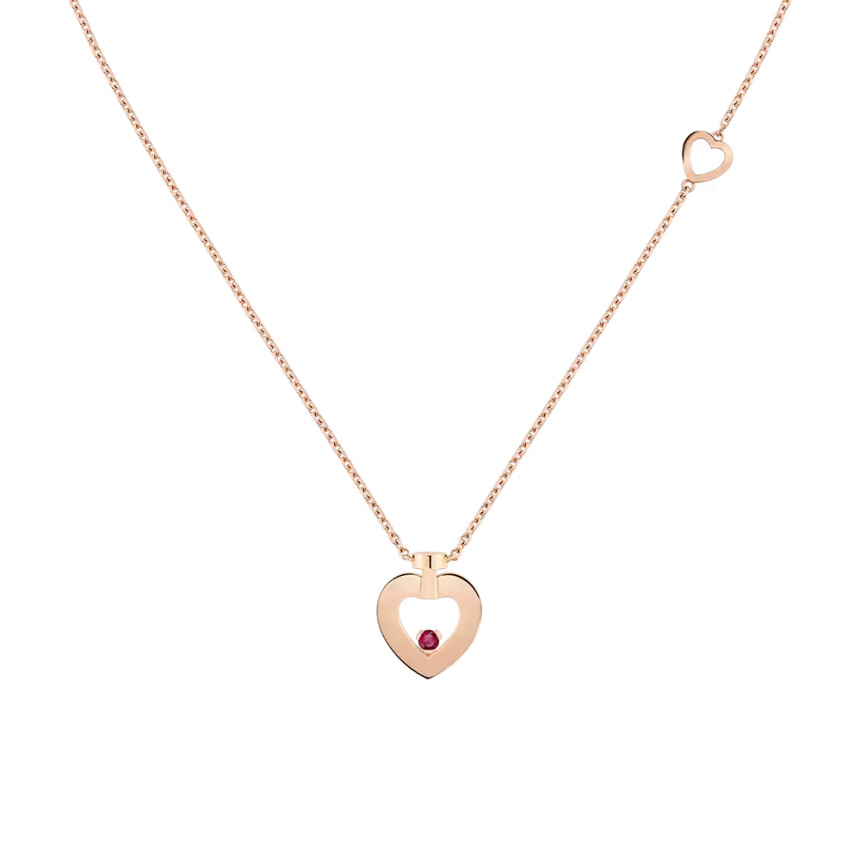 Fred Pretty woman model XS necklace in pink gold and ruby