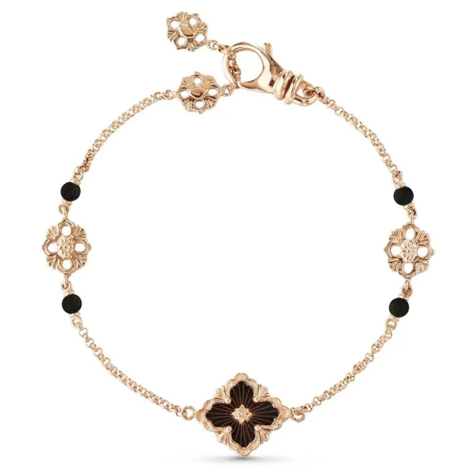 Bracelet Buccellati Opera Tulle en or rose émail onyx