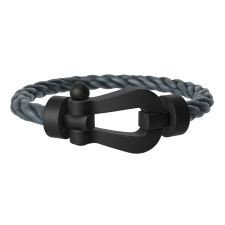 Bracelet Fred Force 10 Manille modele XL en titane noir et corderie gris orage.