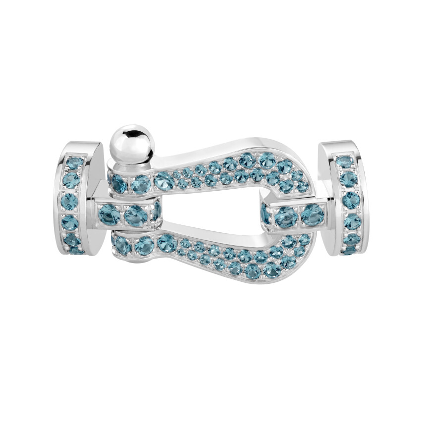 Fred Force 10 Clasp size L in white gold and blue topaz