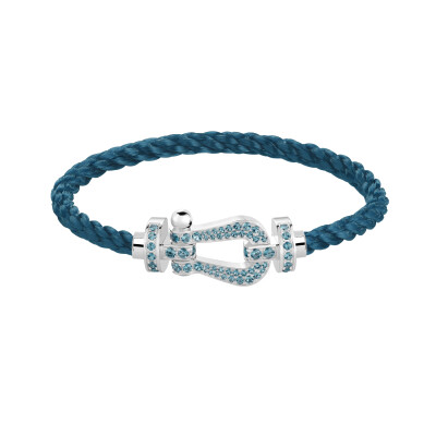 Fred Force 10 Bracelet with a size L Clasp in white gold and blue topaz