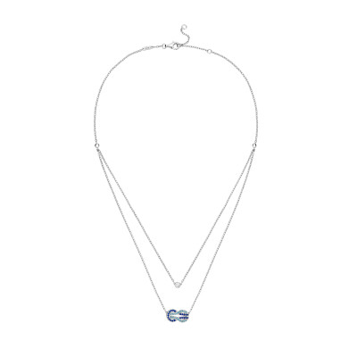 Collier Fred Chance Infinie double chaîne en or blanc, saphirs, topazes et un diamant