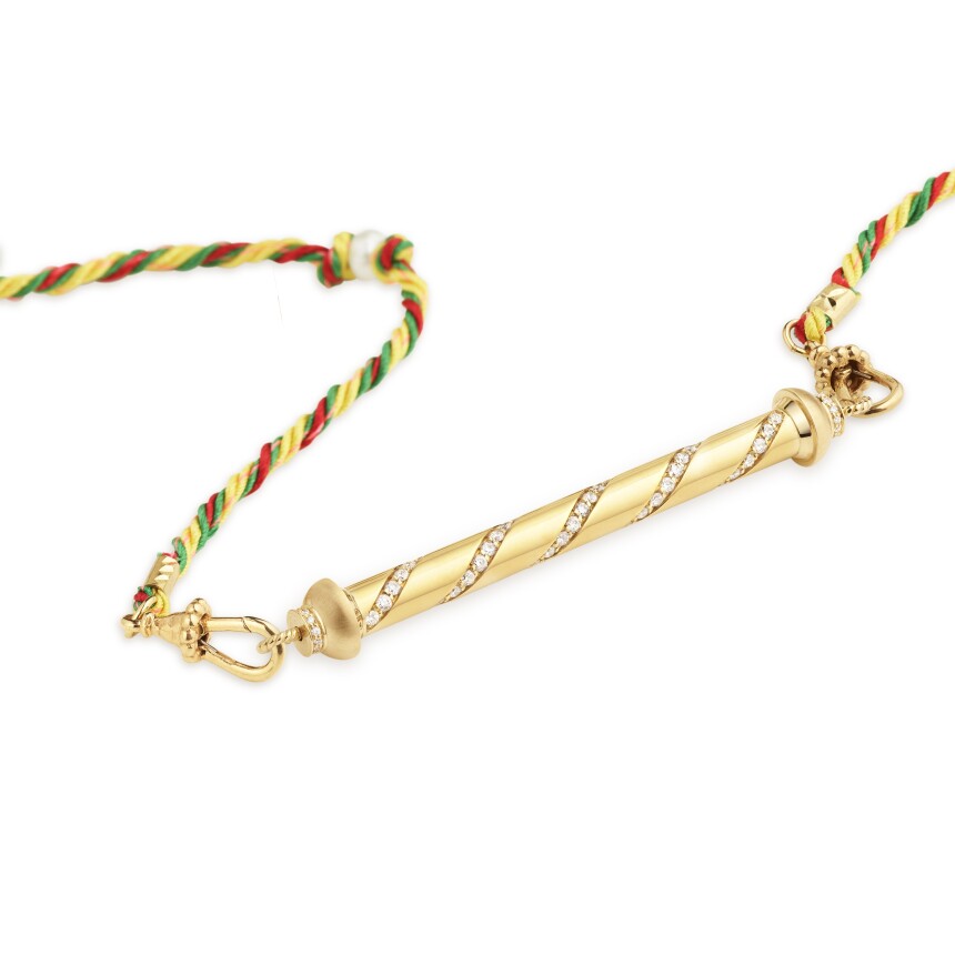 Marie Lichtenberg Candy Cane Gold pendant on Silky link