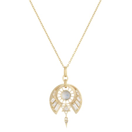 Collier Celine Daoust Phoenix en or jaune, diamants et pierre de lune