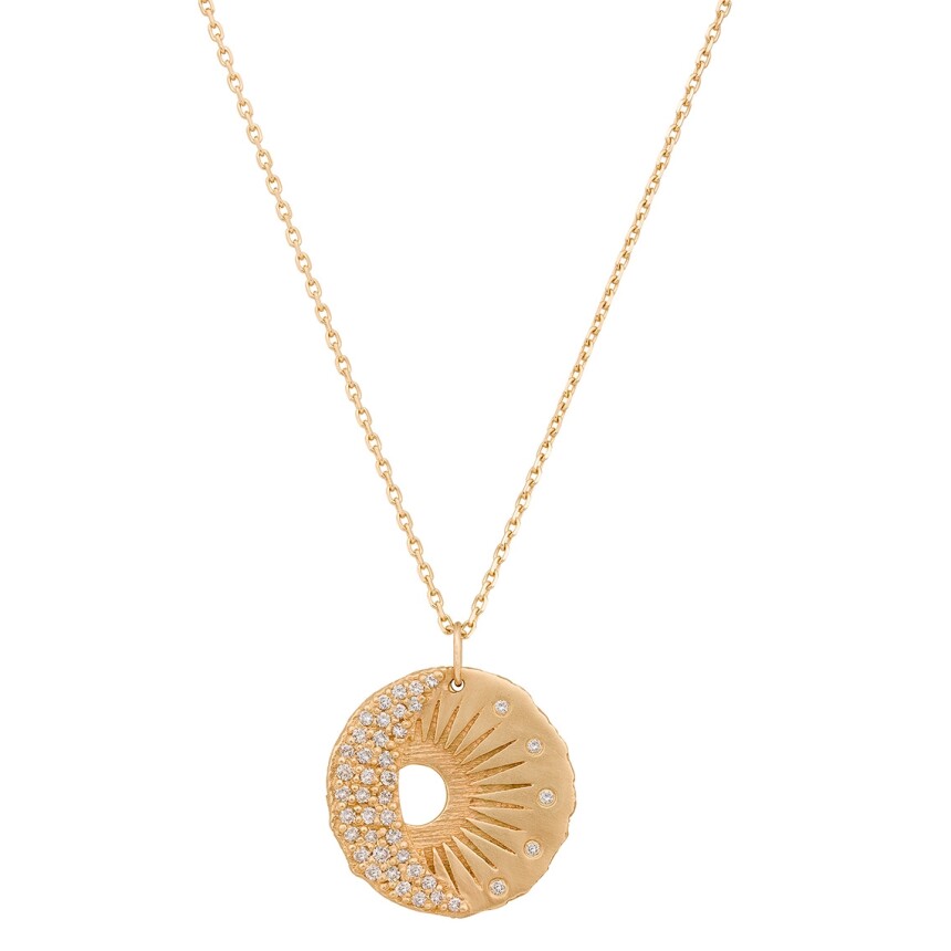 Celine Daoust Sun & Moon Necklace in yellow gold and diamonds