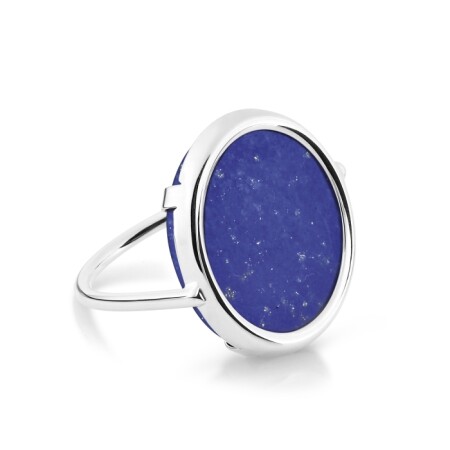 Bague Ginette NY DISC RING en or blanc et lapis lazuli