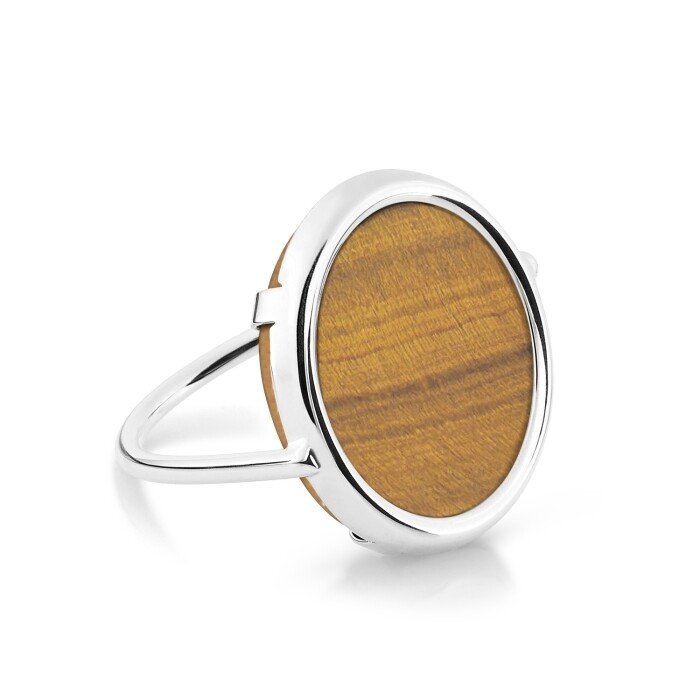 Ginette NY DISC RING ring in white gold and tiger's eye