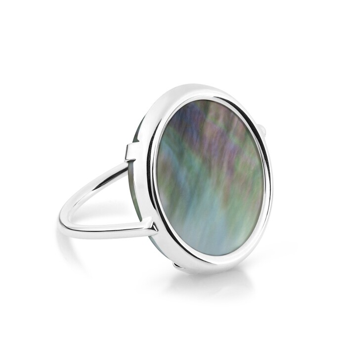 Ginette NY DISC RING ring in white gold and black mother-of-pearl