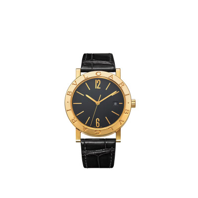 Montre Bvlgari BULGARI BULGARI en or jaune 38mm et bracelet alligator