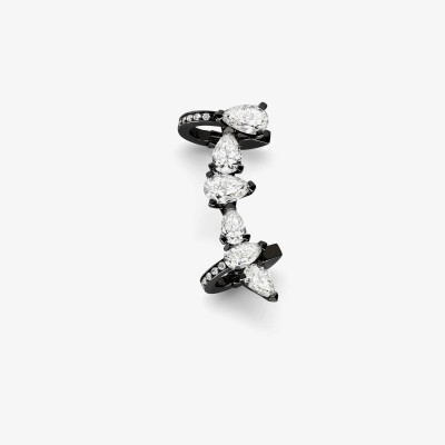 Repossi Serti sur Vide ear clip in black gold with 6 pear-shaped diamonds