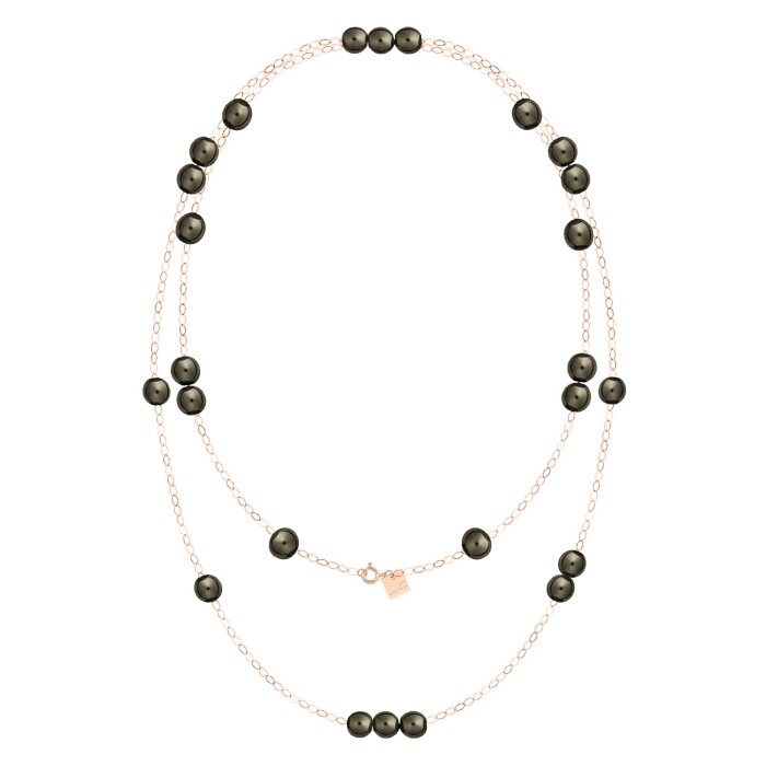 GINETTE NY Gerogia necklace in pink gold and obsidian