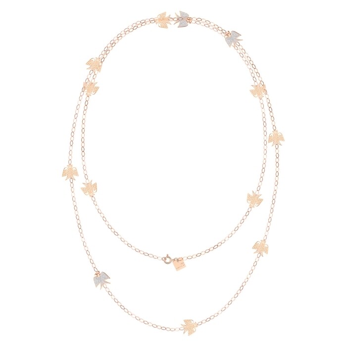 GINETTE NY Georgia long necklace in pink gold and diamond