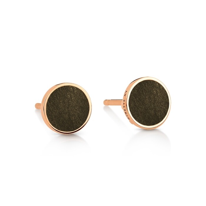 Ginette NY EVER earrings in pink gold and obsidian
