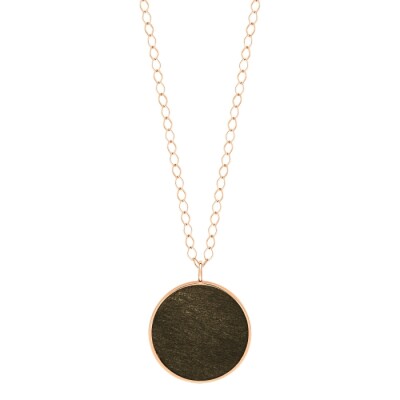 Collier GINETTE NY Jumbo ever en or rose et obsidienne