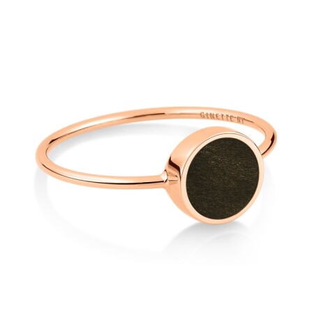 Bague Ginette NY MINI EVER en or rose et obsidienne