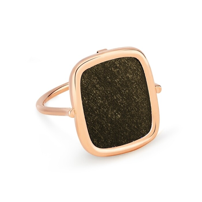 GINETTE NY ANTIQUE RING in pink gold and obsidian