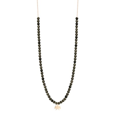 Collier Ginette NY Georgia bead en or rose et  obsidienne