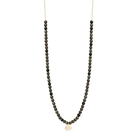 Collier Ginette NY Georgia bead en or rose et  obsidienne