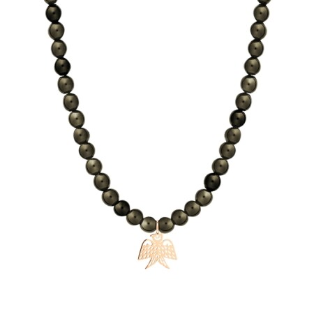 Collier Ginette NY Georgia bead en or rose et  obsidienne