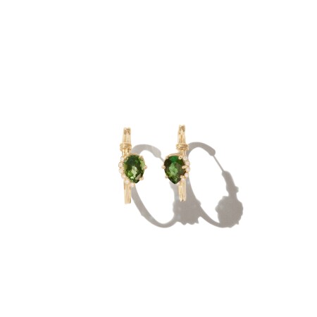 Boucles d'oreilles Pascale Monvoisin Sun N°1 en or jaune et tourmaline verte