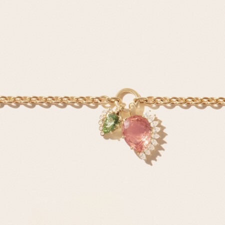 Collier Pascale Monvoisin Sun N°2 en or jaune tourmaline verte et rose