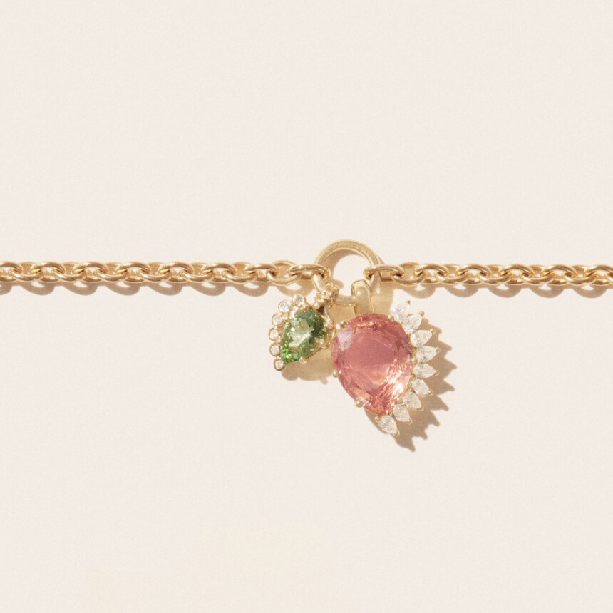 Pascale Monvoisin Sun N°2 necklace in green and pink tourmaline