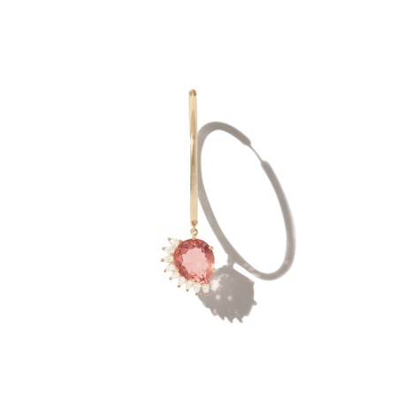 Mono boucle d'oreille Pascale Monvoisin Sun N°3 en or jaune et tourmaline rose