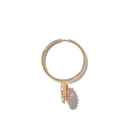 Mono boucle d'oreille Pascale Monvoisin Sun N°3 en or jaune et tourmaline rose