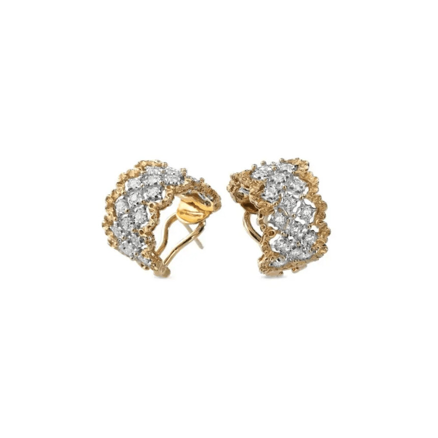 Buccellati Rombi earrings in yellow gold, white gold and diamonds