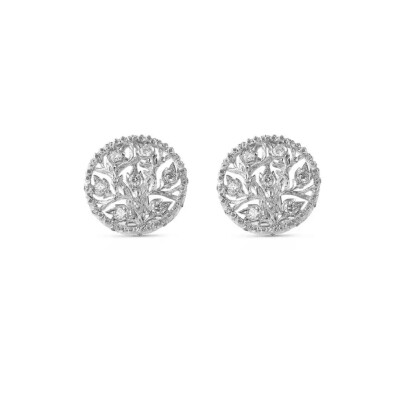 Boucles d'oreilles Buccellati Ramage en or blanc et diamants