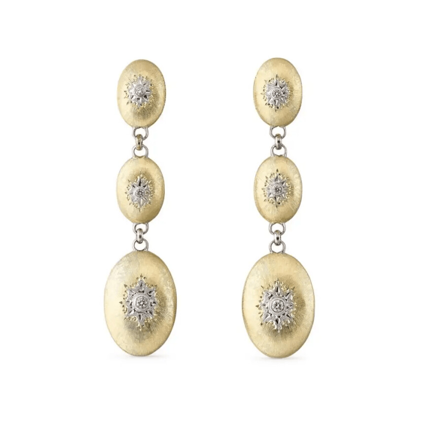 Buccellati Macri earrings in yellow gold, white gold and diamonds