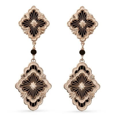 Boucles d'oreilles Buccellati Opera Tulle en or rose et onyx