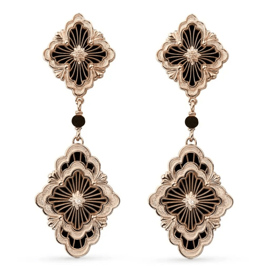 Buccellati Opera Tulle earrings in rose gold and onyx