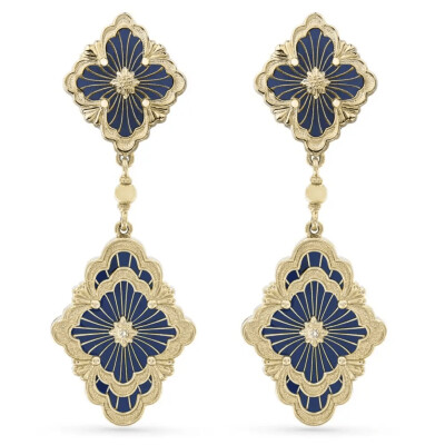 Boucles d'oreilles Buccellati Opera Tulle en or jaune et email bleu