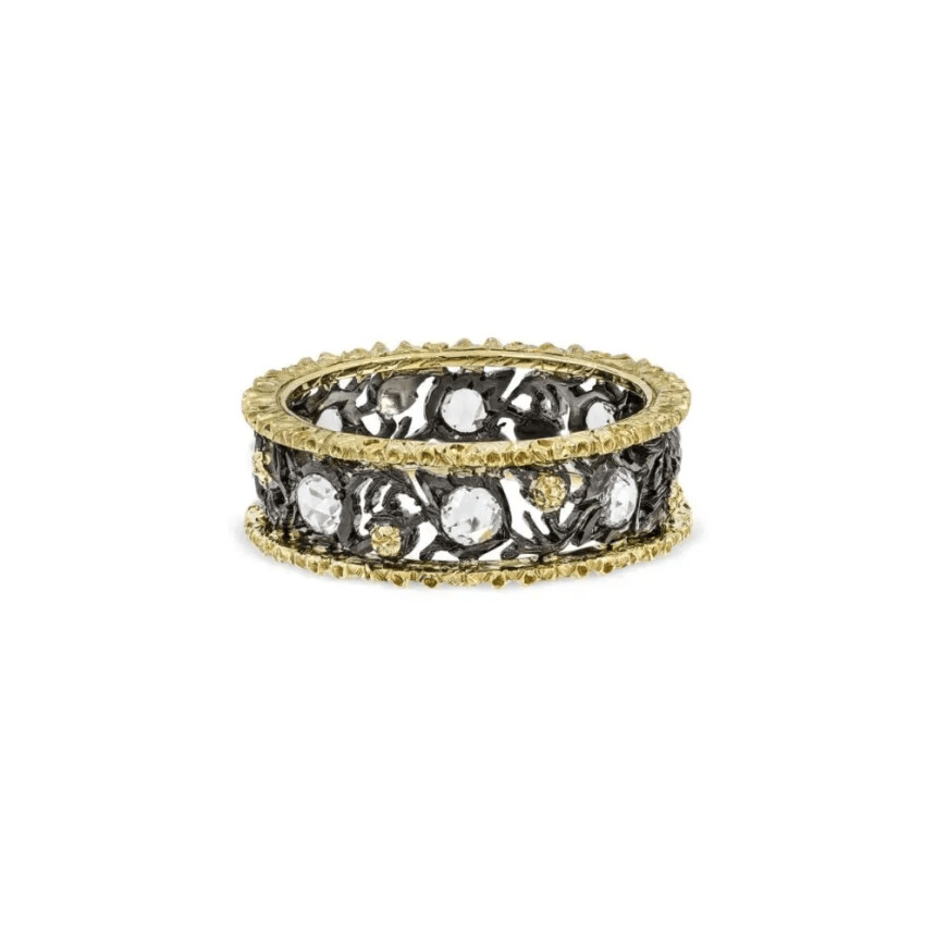 Buccellati Eternelle ring in white gold, yellow gold and diamonds