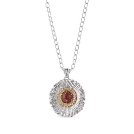 Collier Buccellati Blossom colors margerite en agrent et jaspe rouge