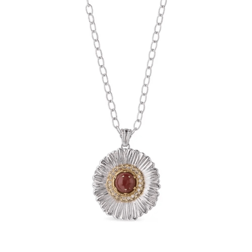 Buccellati Blossom Colors Margerite Necklace in Agnet and Red Jasper