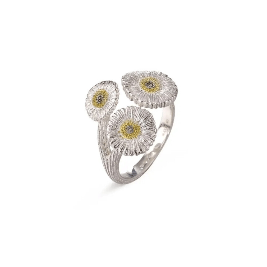 Buccellati Eternelle Blossom Marguerite ring in silver and diamonds